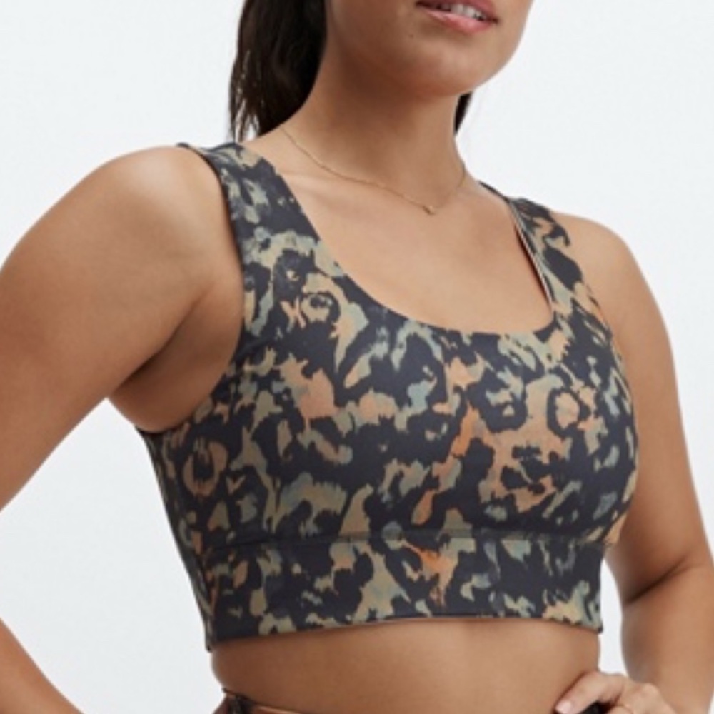 Brown and Black Sports Bra with Wide Straps and Medium Support